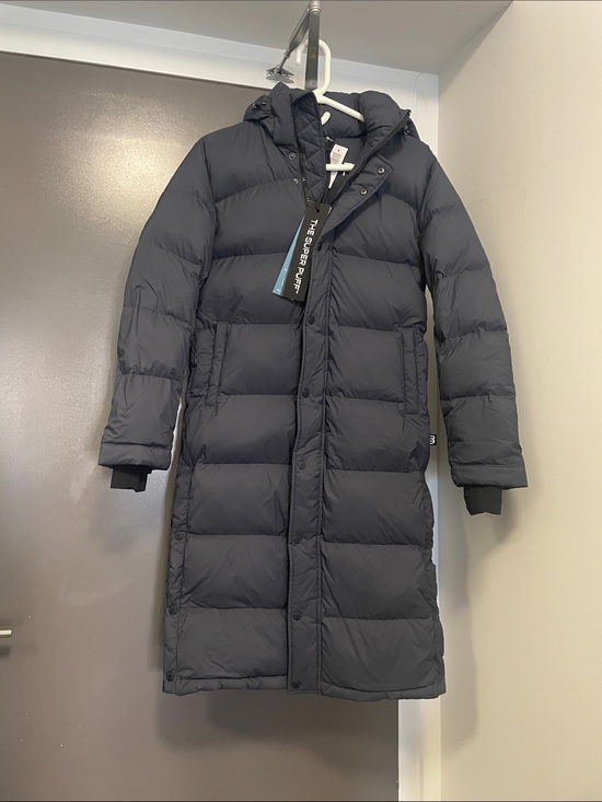 Aritzia Jackets & Blazers - NWT ARITZIA Long Navy Blue Puffer Coat with Detachable Hood